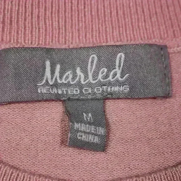 MARLED Embroidered Love Lightweight Long Sleeve Pink Sweater Top Women Medium - Picture 8 of 12